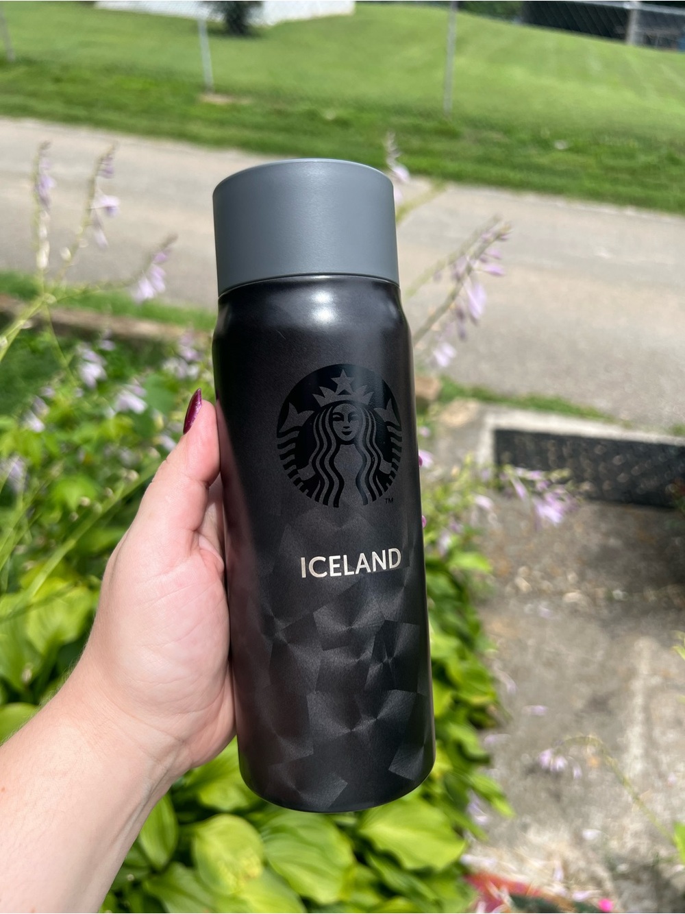 Iceland Exclusive Starbucks Black & Gray Water Bottle